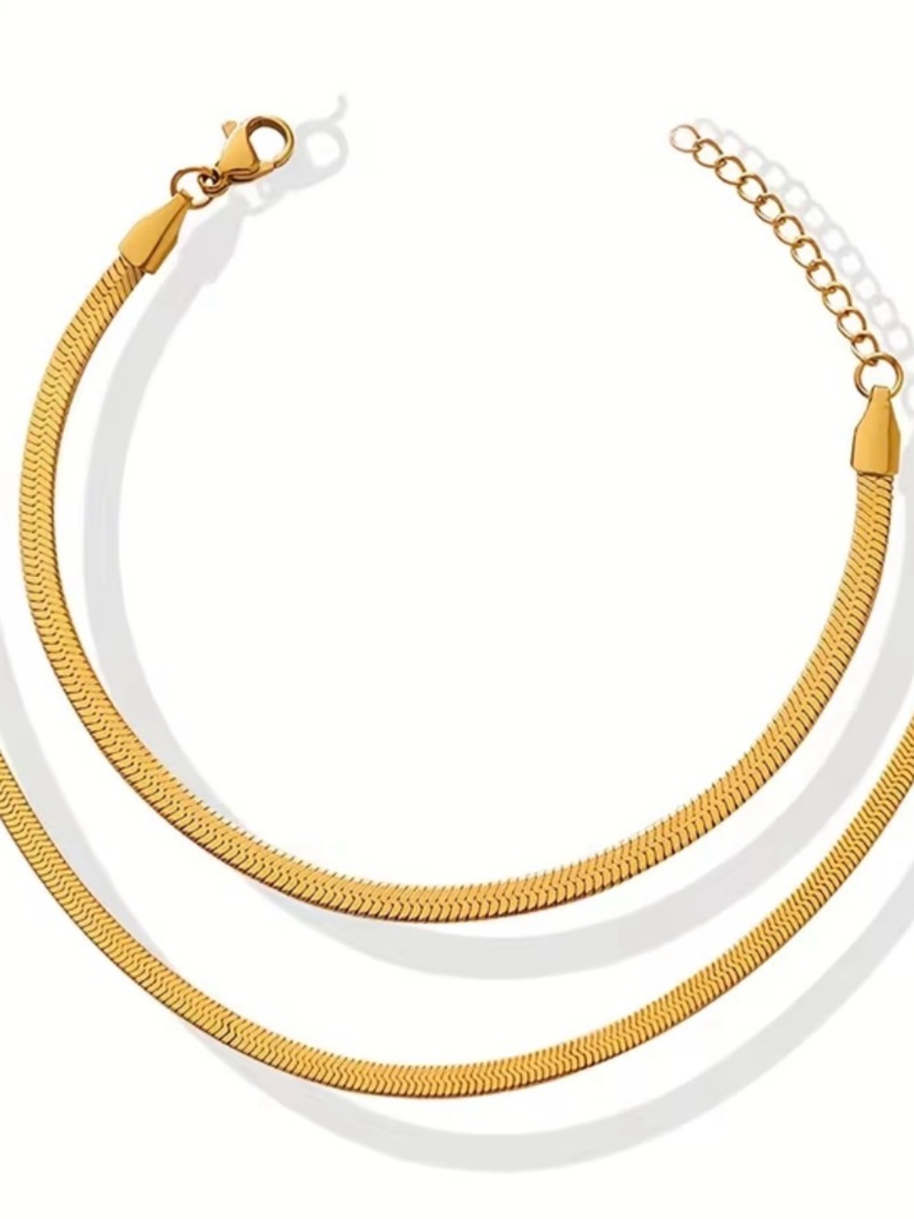 Stainless Steel Gold Herringbone Choker Necklace and Bracelet Set NWOT! - Picture 2 of 4